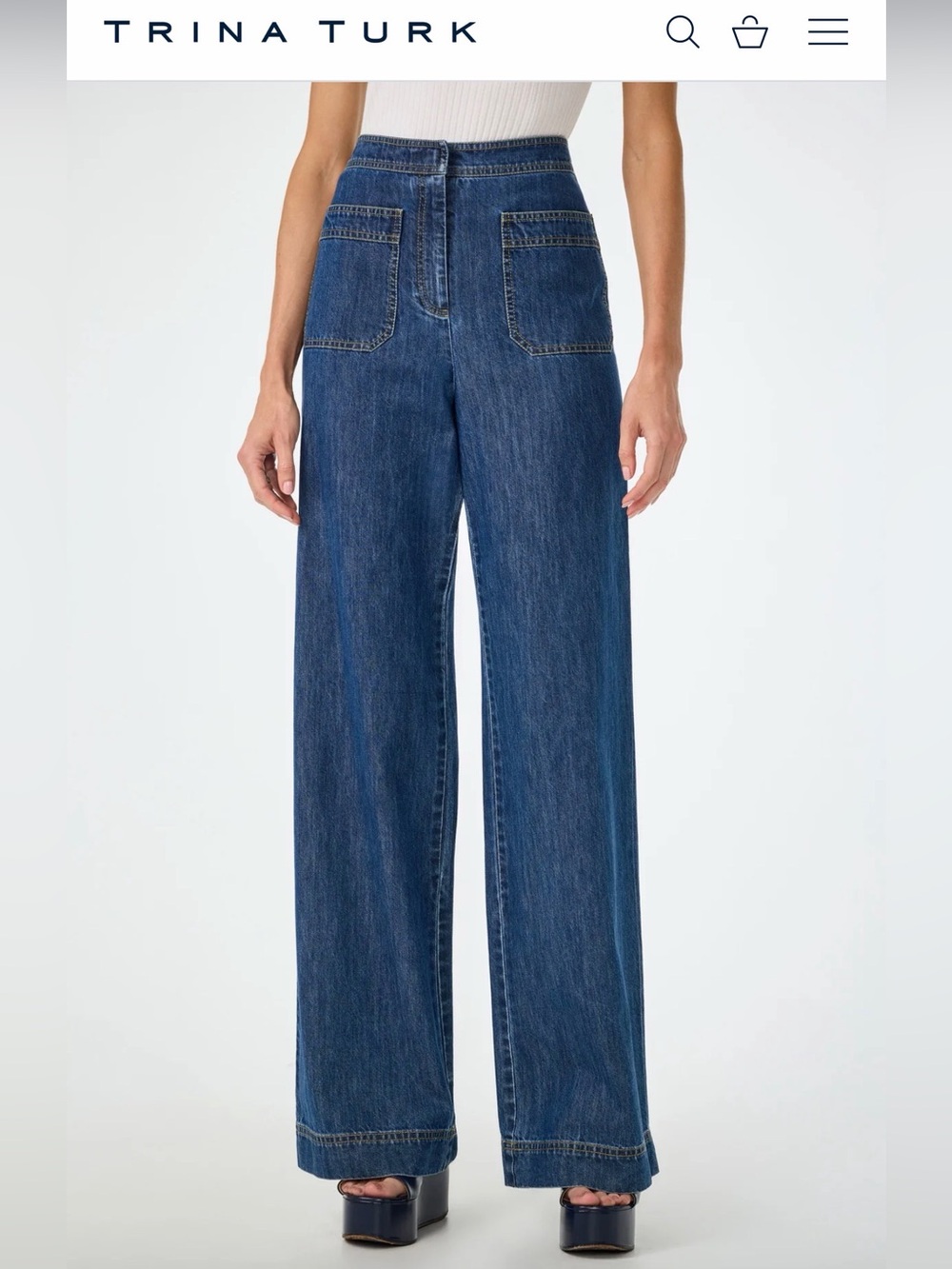 Trina Turk Indigo Wide-Leg High-Rise Jeans